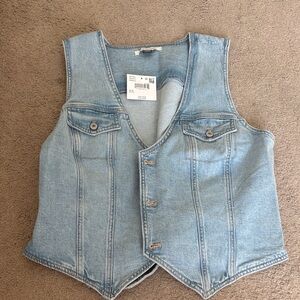 American Eagle Outfitters Light Blue Denim Vest